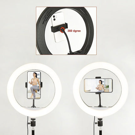 12 Inch LED Video Ring Light with Tabletop Light Stand and Phone Holder Black - Madari
