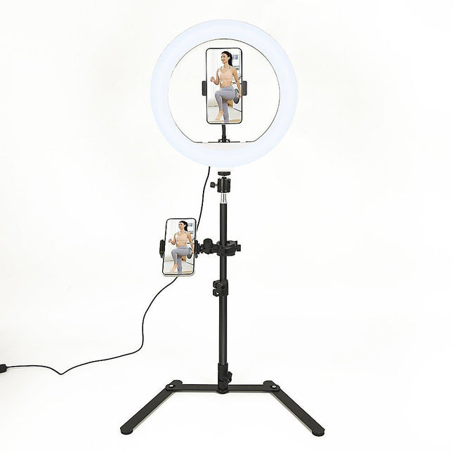 12 Inch LED Video Ring Light with Tabletop Light Stand and Phone Holder Black - Madari