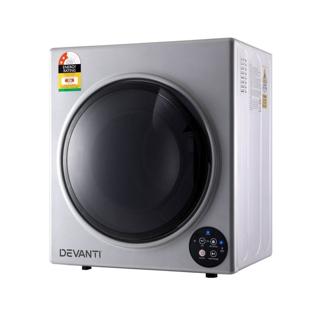 Devanti 5kg Tumble Dryer Fully Auto Wall Mount Kit Clothes Machine Vented Silver - Madari