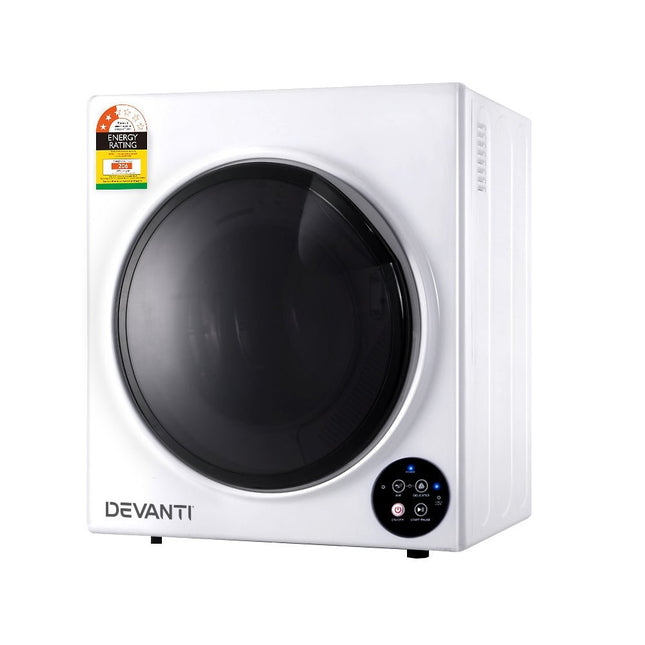 Devanti 5kg Tumble Dryer Fully Auto Wall Mount Kit Clothes Machine Vented White - Madari