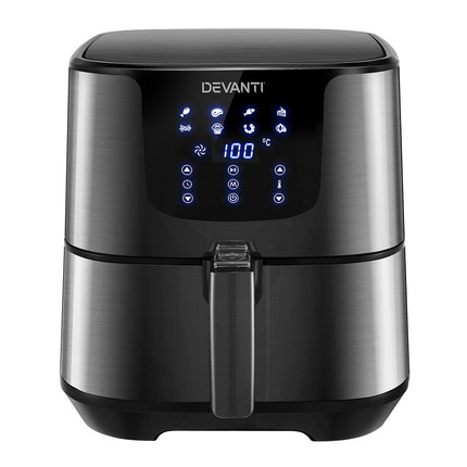 Devanti Air Fryer 7L LCD Fryers Oven Airfryer Kitchen Healthy Cooker Stainless Steel - Madari