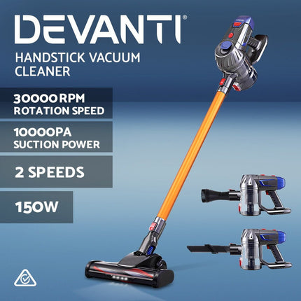 Devanti Handheld Vacuum Cleaner Cordless Stick Handstick Car Vac Bagless 2-Speed LED - Madari