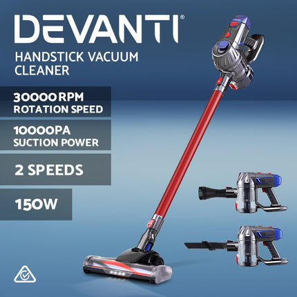 Devanti Handheld Vacuum Cleaner Cordless Stick Handstick Car Vac Bagless 2-Speed LED - Madari