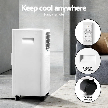 Devanti Portable Air Conditioner Window Kit Cooling Mobile Fan 9000BTU 2500W - Madari