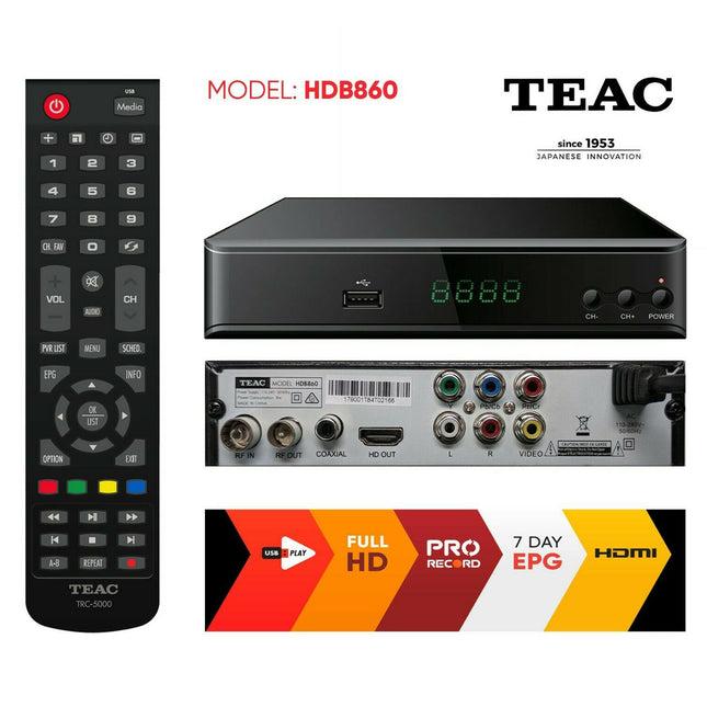 New Teac Full HD Digital TV Set Top Box DVB-T HDMI USB Recording - Madari